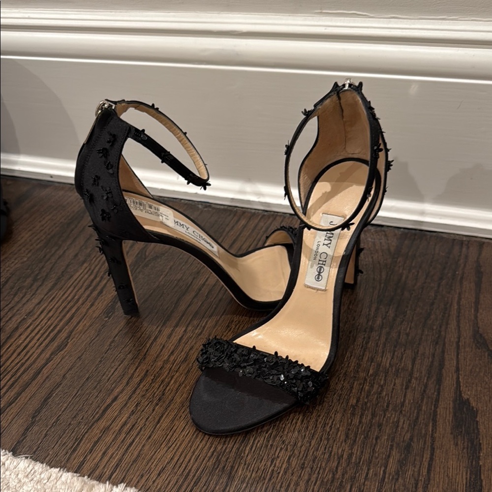 Jimmy Choo Black Embellished Women's Heels